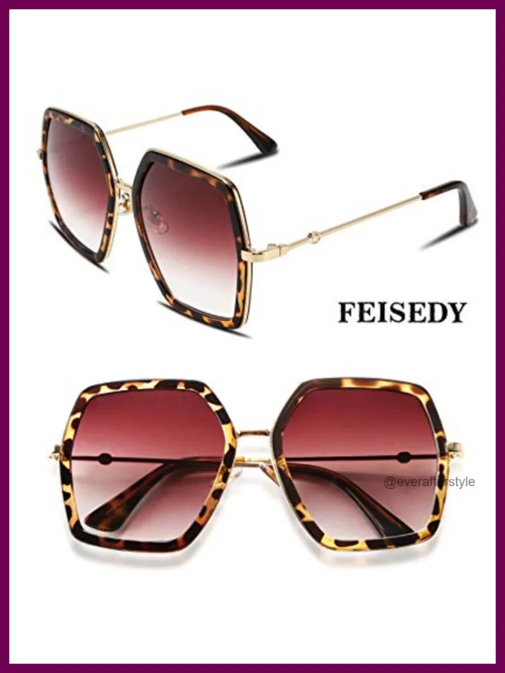 Oversized Hexagon Sunglasses UV400 Protection Metal Frame Geometric